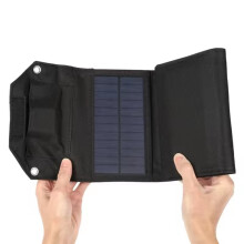 Faltbares Solarpanel 5V USB Tragbare Falttasche Akkuladegerät für Handy Outdoor Camping Wasserdicht Powerbank Schwarz