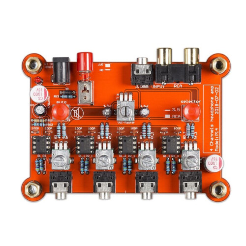 P14 4-Channel Headphone Amplifier DC12V Studio Headphone Distributor 3.5mm Stereo 19 DB Gain AU Plug 2