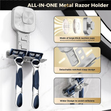 Wall Mounted Shaver Shelf Non Perforated Suction Cup Shaver Storage Rack Reusable Bathroom Hooks Organizer Holder