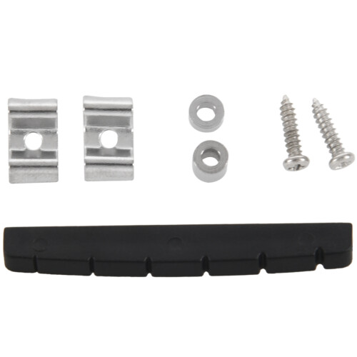 6X Black 6-String Guitar Top Nut 42mm X 3mm with Pure Vintage String Tree Kit 1
