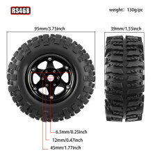Metal 1.9 Beadlock Wheel Rim 95mm Off-Road Tires Set for 1/10 RC Crawler Car Axial SCX10 III AXI03007 Black