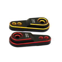 2 Pcs Hard 25T M3 Steering Link Servo Arm Horn for 1/10 RC Crawler TRX4 Metal Upgrade Parts, Red & Gold