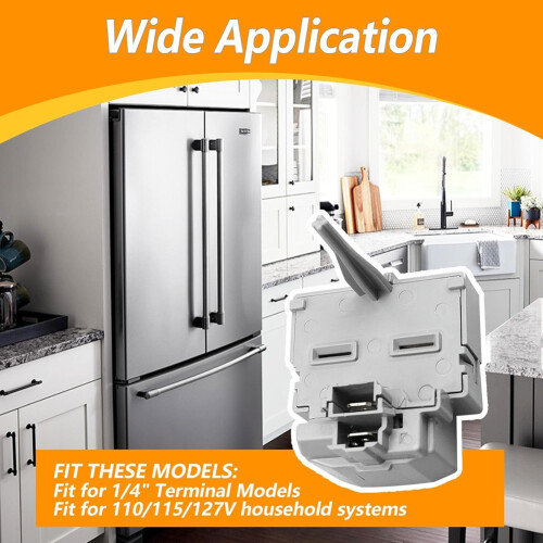 WR08X21100 Refrigerator Overload &Start Relay Universal Fit for 1/4" Terminal Models, Compressor Protection Device 2
