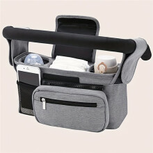 Large Stroller Organizer Bag Multi Compartment Travel Storage with Mesh Pocket Phone Holder Slots Durable Oxford Cloth
