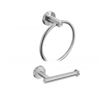 (Silver)Juego de toallero y soporte de pañuelos de acero inoxidable adecuado para uso diario baño