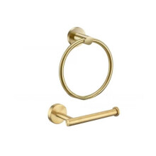 (Gold)Juego de toallero y soporte de pañuelos de acero inoxidable adecuado para uso diario baño