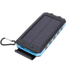 Power Bank Solare Impermeabile da 10000 MAh per Esterni, Ricarica Rapida USB, Doppia Ricarica (Solare/Tipo C), Portatile per Campeggio, Blu