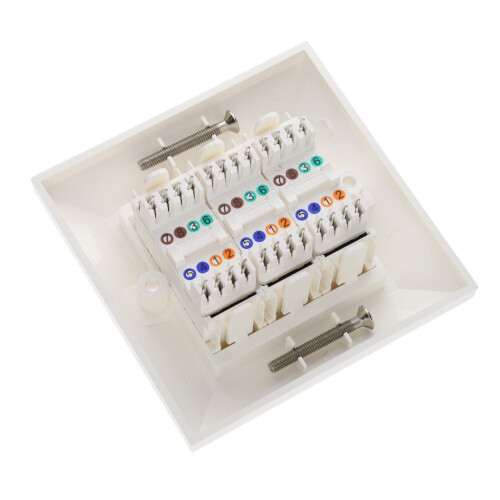 Excel Cat6 (UTP) 3 in 1 Assembly 3 Modules in a Single Gang Bevelled Plate 1