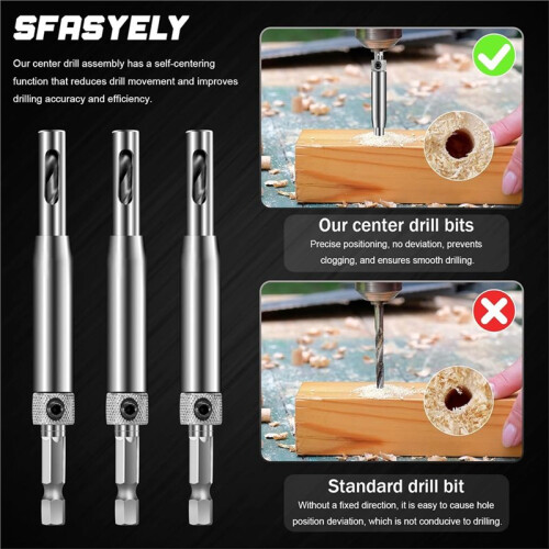 Self Centering Drill Bit Set - 3/32", 7/64", 9/64" Self Centering Drill Bit for Woodworking Door & Window Installation 2