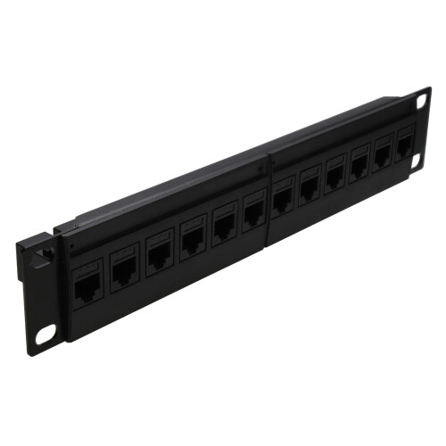kenable Cat6 RJ45 10 inch Pass Through Keystone Patch Panel 12 Port Rack Mountable SOHO