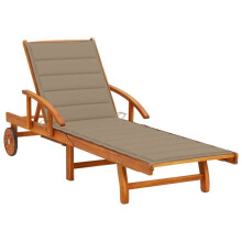 Transatlántica - Silla larga de madera de acacia - Adjustable - Con cojín - Mesa abatible