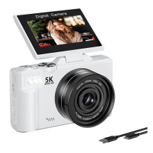 5K Digitalkamera, Autofokus, WiFi, Vloggkamera med 180 Vändbar Skärm, Kompakt Fotokamera för Nybörjare och Tonåringar. B