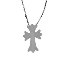 (Milky White) Chrome Crucifix Hearts Religious Vintage Punk Pendant Amulet Pvc Necklace Cross