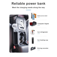 Autostoel Organizer voor in de Middenconsole, 12V Tot 220V, Opbergvak met 4 USB-Poorten en QC3.0 Snelladen voor Smartphones