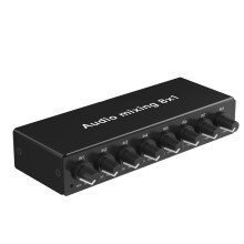 8 in 1 Out Audio Mixer,8 3.5mm Audio Mixing for Live Atreaming, Audio Mixer Selector AUX Input with Volume Control