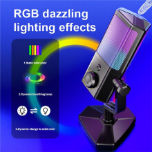 Microfono RGB per Giochi, ESport, Streaming, USB, Computer, Voce, Karaoke, Microfono da Tavolo Dedicato con Cancellazione del Rumore