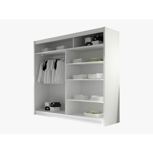 (Black, 180cm) ELUKS - DELIN Sliding Doors Wardrobe with Mirror 1