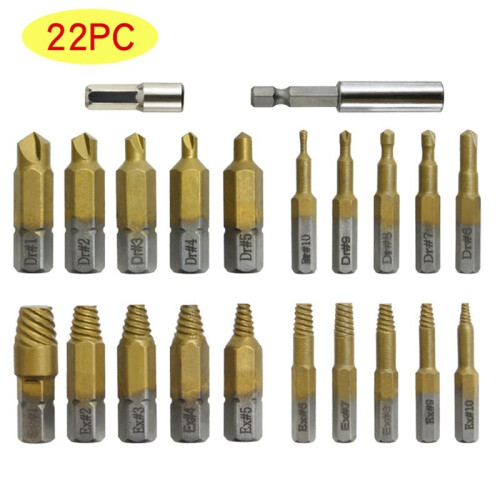 Titanium Screw Extractor Set for Stripped, Broken, Damaged Screws - 22 Pc, Remover Kit with Drill Bits, Extractors 2