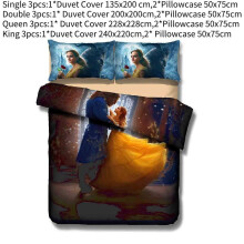 (Beauty Beast,King)Conjunto de capa de edredom infantil solteiro desenhos animados fofo confortável