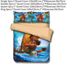 (Moana,King)Conjunto de capa de edredom infantil solteiro desenhos animados fofo confortável