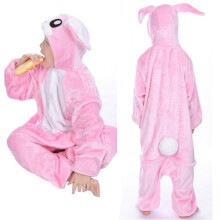 (Pink Rabbit,140cm)Pijamas de franela de animales para niños Juegos con disfraces Lindo Mono Prendas para dormir Fiesta Hogar Ropa Salón