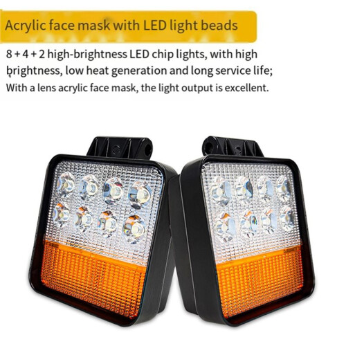 2Pcs 12V - 80V 30W LED Forklift Front Light Loader Headlight Excavator Work Light Tractor Turn Signal Indicator