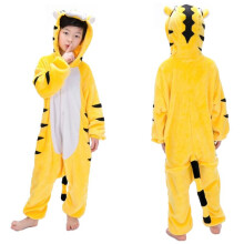 (Yellow Tiger,100cm)Tier Flanell Pyjama Kinder Cosplay süß Einteiler Nachtwäsche Party Zuhause Lounge Wear