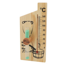 Goldenes Holz Saunawärmethermometer Sanduhr 15-Minuten Sandstoppuhr 0-140C