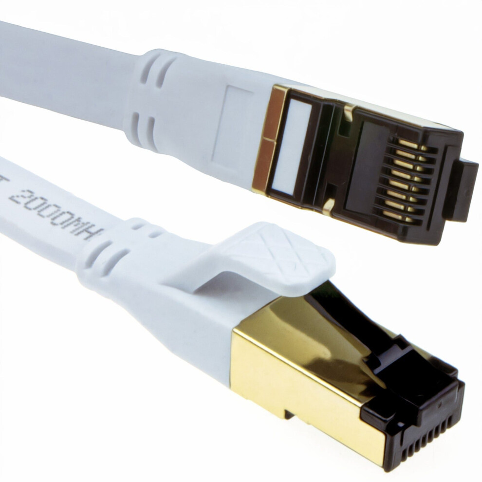 Kenable Flat Cat8 Sstp Shielded 2000Mhz 40Gbps High Speed Ethernet Cable Rj45 20M White