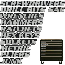 Toolbox Drawer Tags, 3D Magnetic Tool Box Labels, 11 Pieces, Reusable Toolbox Organization Stickers, Embedded Magnet