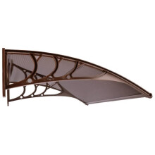 Toldo para Puerta de Entrada - SPRINGOS - 80x120cm - Aluminio - Policarbonato - Marrón