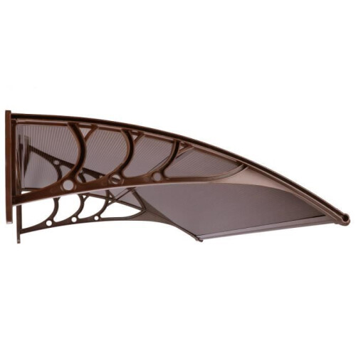Deurafdak - SPRINGOS - 80x120cm - Aluminium - Polycarbonaat - Bruin