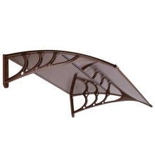 Toldo para Puerta de Entrada - SPRINGOS - 80x150cm - Aluminio - policarbonato - Marrón