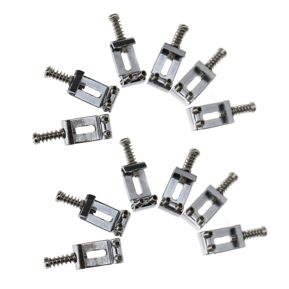 12X Replacement Chrome Tremolo Bridge Saddles For Electric Guitar 6034161340525