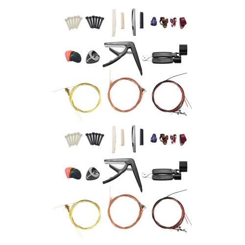 68PCS Guitar Kit Including Guitar Picks,3 in 1String Winder,Bridge Pins,6 String Bone Bridge Saddle & Nut,Finger Picks