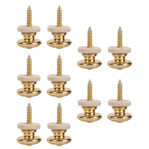 10PCS Wool Copper Guitar Strap Lock Locking Pegs Pins Mushroom Shape End Button Gold 1
