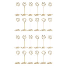 24x Table Number Card Holders Photo Holder Stands Place Paper Menu Clips, Circle Shape (Gold)