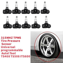Conjunto de 10 Sensores de Pressão de Pneus TPMS Universais Programáveis de 315 MHz para Autel TS408 TS508 ITS600 CR2050 MX