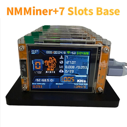 MinerNMMiner de 7000KH/S + Base de 7 Slots com Alta Taxa de Consumo, Tela Inteligente de 2,8 Polegadas, Minerador Solo de Bitcoin e Criptomoedas para 1