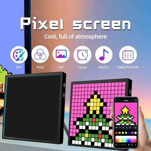 Pixel LED RGB Panel Digital Display Screen DIY Graffti Image Text Desktop Decor APP Control 16 X 16 Pixels 1