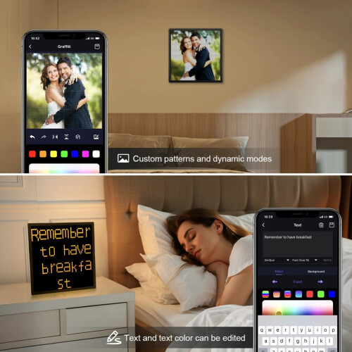 Pixel LED RGB Panel Digital Display Screen DIY Graffti Image Text Desktop Decor APP Control 16 X 16 Pixels 2