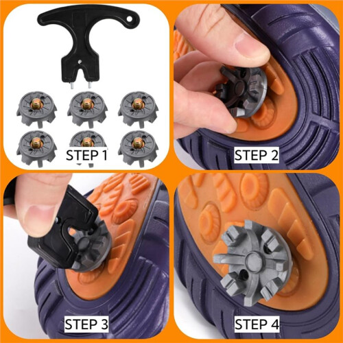 50Piece  Spikes,  Cleats Replacement with Cleat Spanner, Metal Thread Screw 6 mm Soft Pins Stud 1