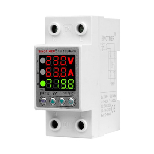 SVP-719 Adjustable Self-Compound Intelligent Overvoltage Protector Current Limiting Delay with Power Display 1