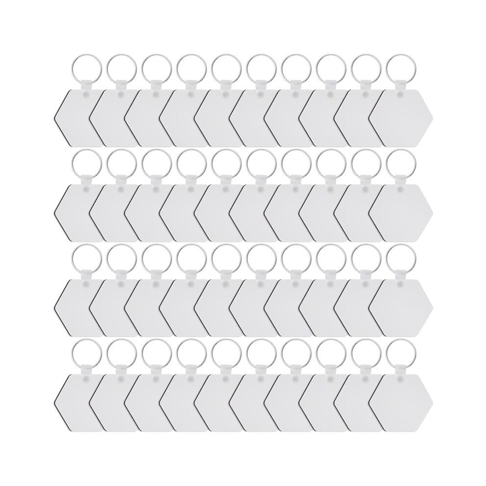 40Pcs Hexagon Sublimation Keychain Blanks Double Side Heat Transfer Blanks Blank Board Key Rings Blanks 4711462297308