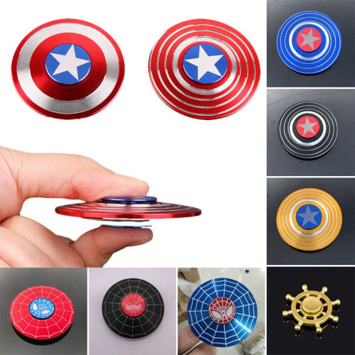 (Red AB)Fidget Spinner Captain American Fingertip Gyro Shield Alloy Decompression Toys 1