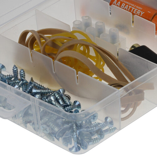 kenable Storage Box Organiser 6 Compartment with Hinged Lid for Nuts/Bolts/Fishing