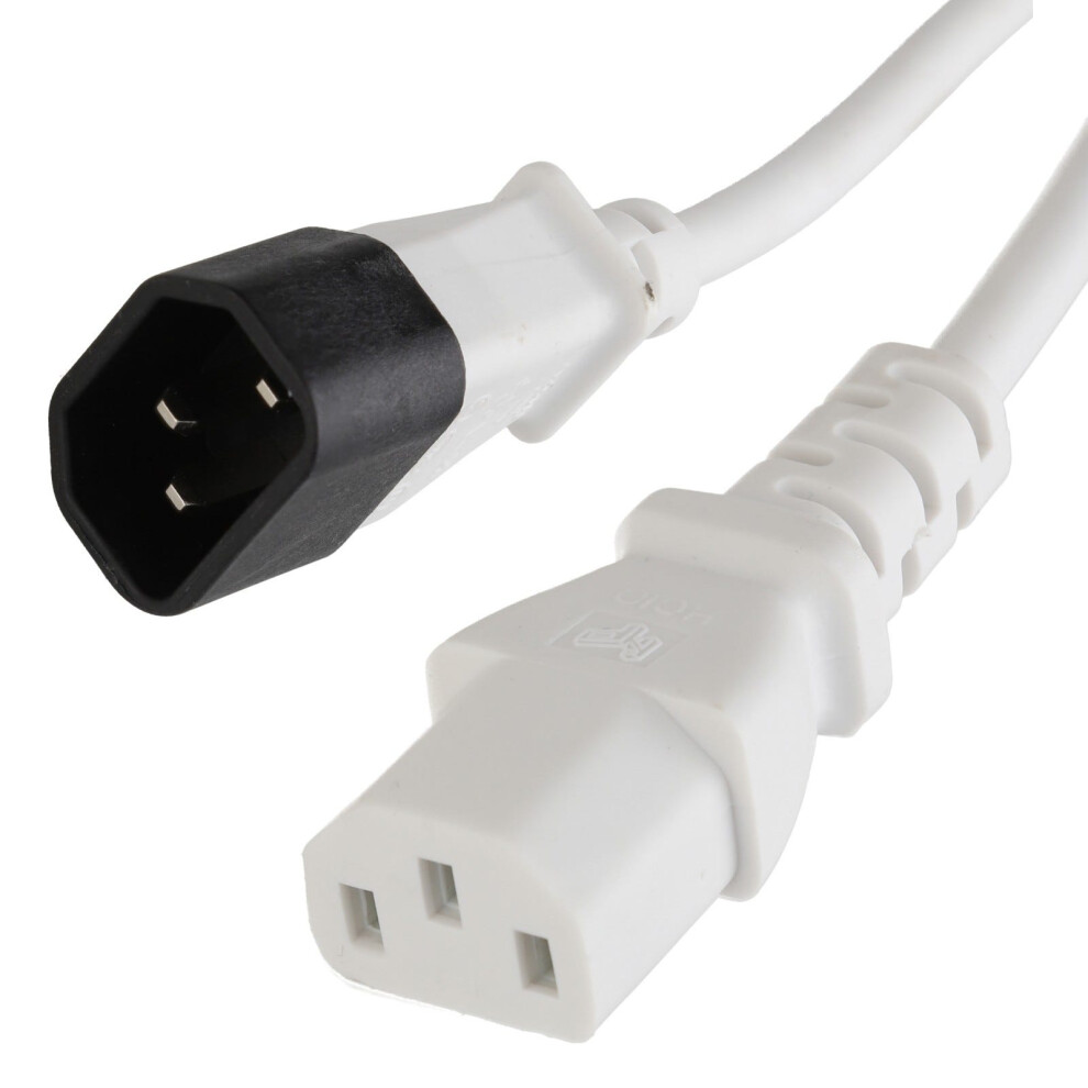 Kenable Power Extension Cable Iec Male To Female Ups Lead C14/C13 2M White