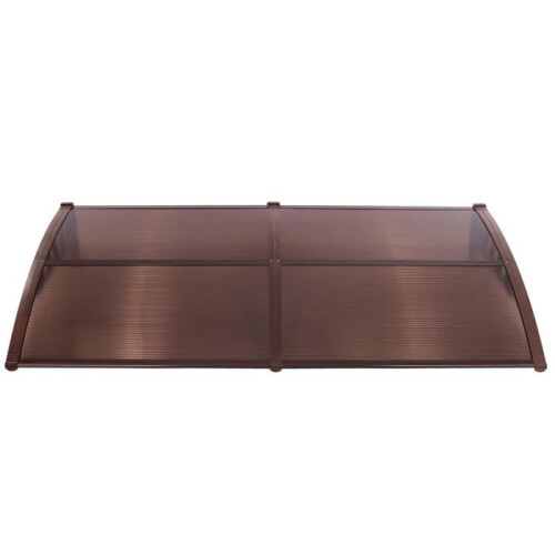 Deurafdak - SPRINGOS - 80x200cm - Aluminium - Polycarbonaat - Bruin 2