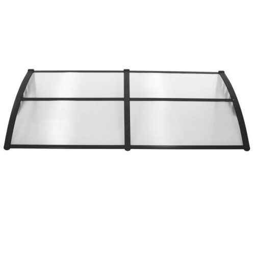 Deurafdak - SPRINGOS - 80x200cm - Polycarbonaat - Transparant - Zwart 1