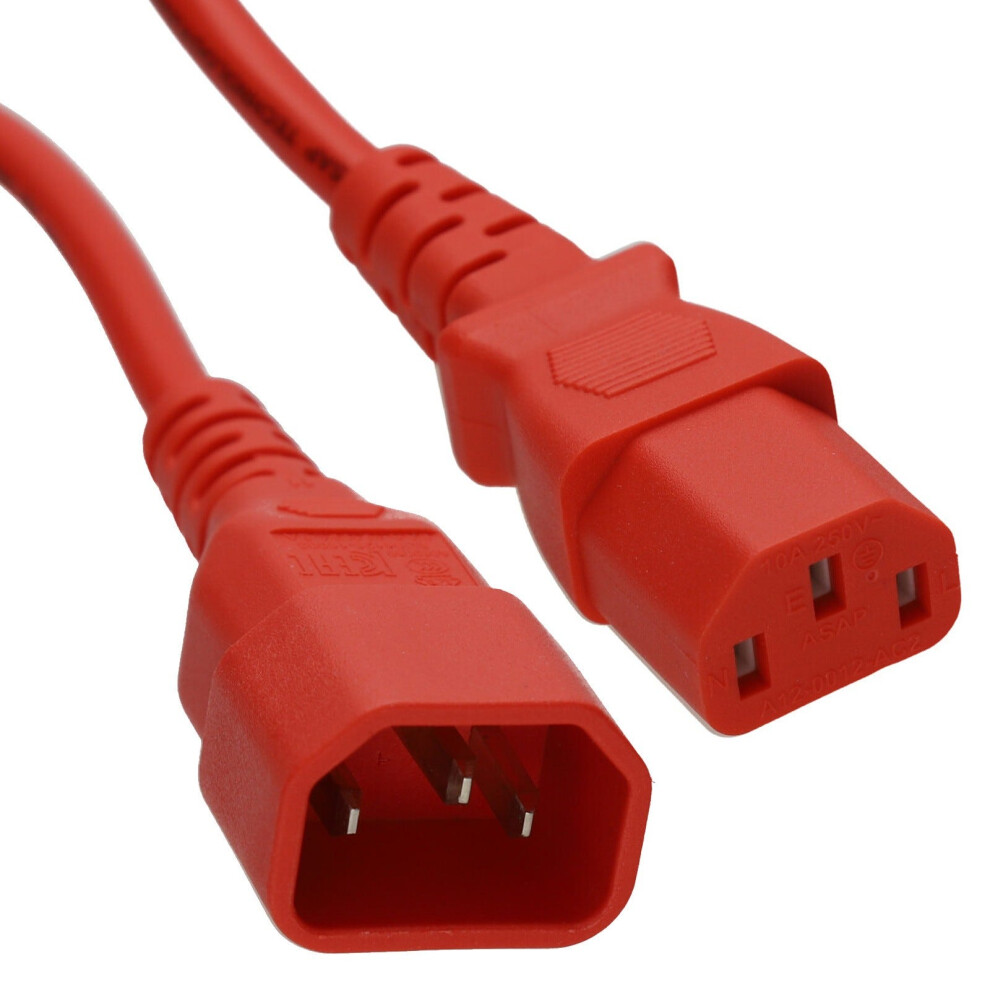 Kenable Power Extension Cable Iec Male To Female Ups Lead C14 To C13 0.5M Red